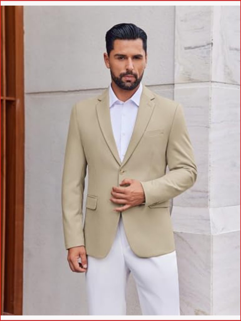 Men's Casual Blazer Slim Fit Two Button Lightweight Sport Coat